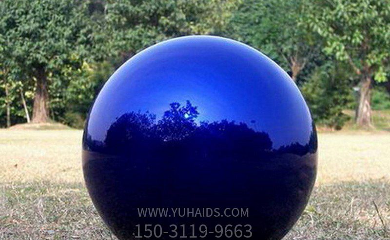 户外仿真玻璃钢蓝色球体雕塑