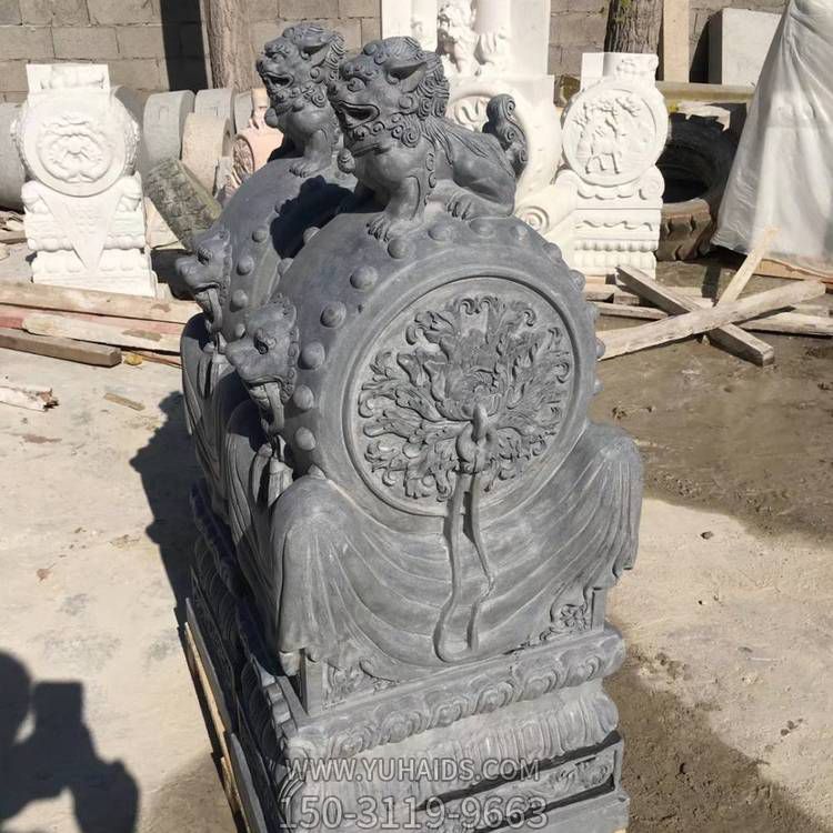 仿古做旧青石石雕户外园林抱鼓石雕塑