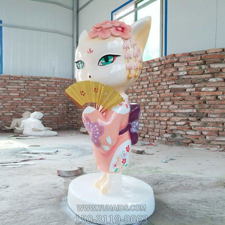 商场户外玻璃钢彩绘卡通猫咪雕塑