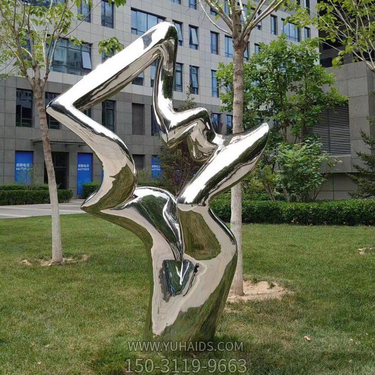 不锈钢镜面抽象艺术造型雕塑公园草地摆件