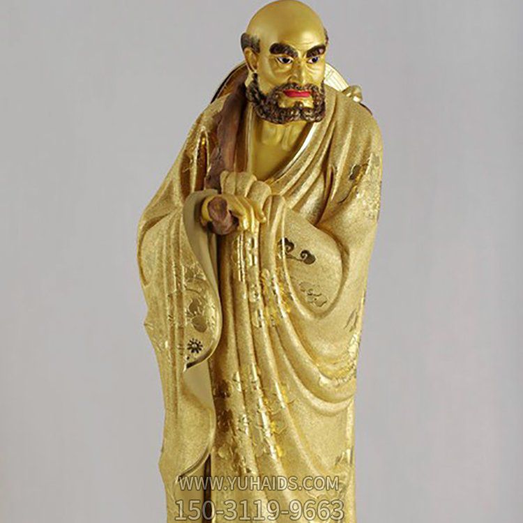 寺院摆放玻璃钢漆金释迦摩尼站立佛像雕塑