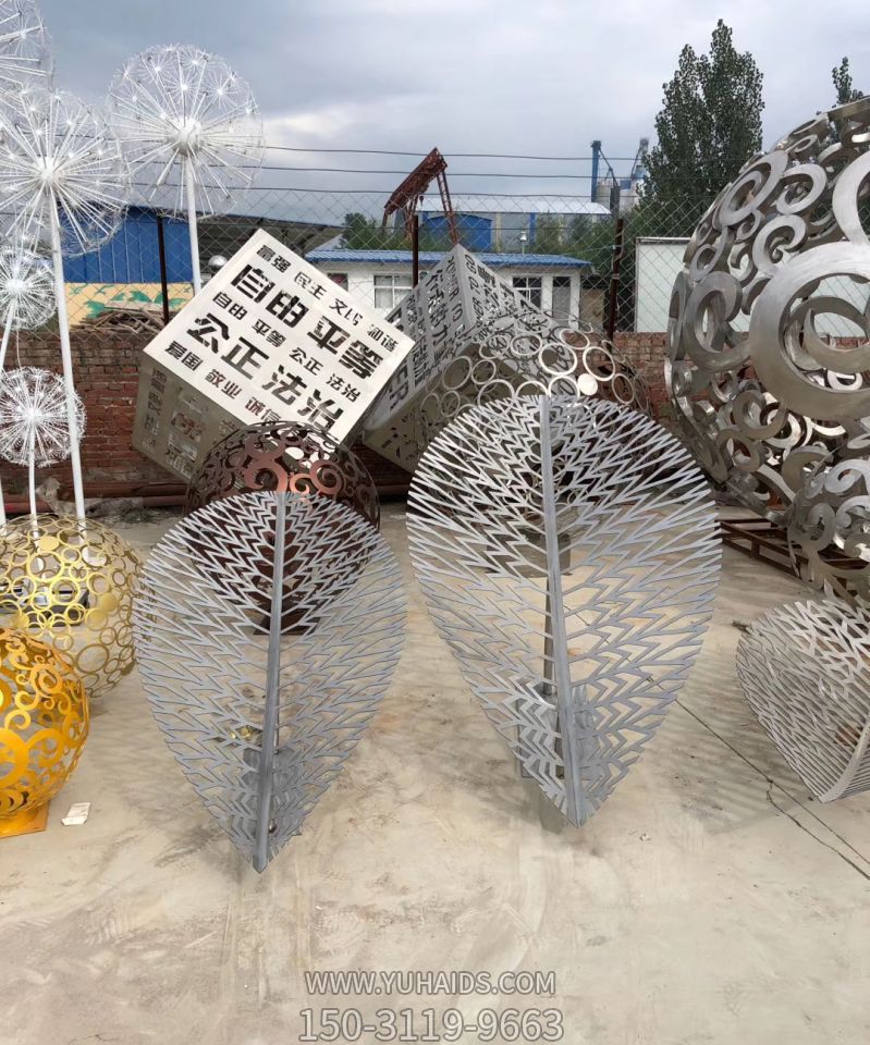 游乐园不锈钢仿真树叶雕塑广场景观雕塑