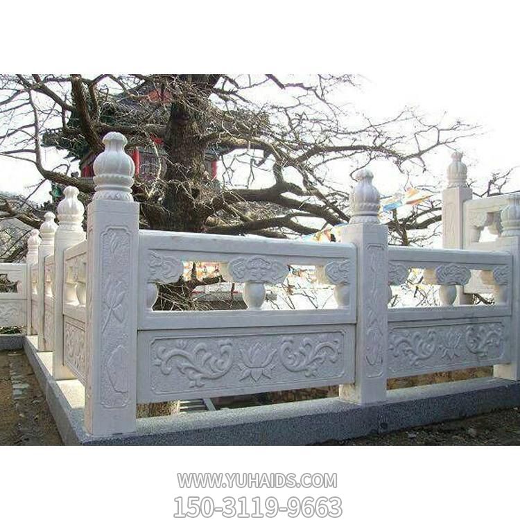 景区园林装饰大理石浮雕荷花防护栏杆栏板雕塑