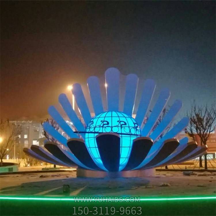 广场大型不锈钢发光照明地球仪雕塑