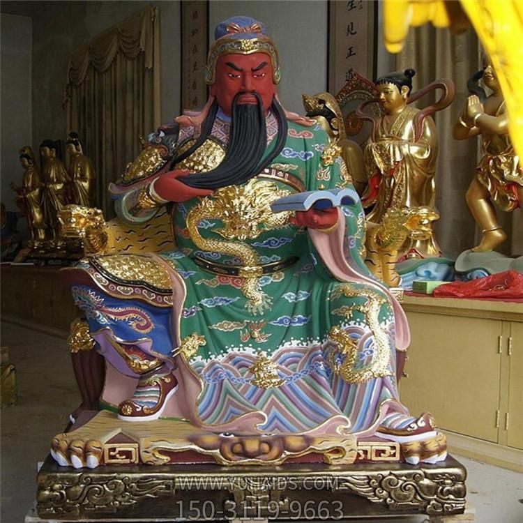 宗教寺庙大型玻璃钢武财神雕塑