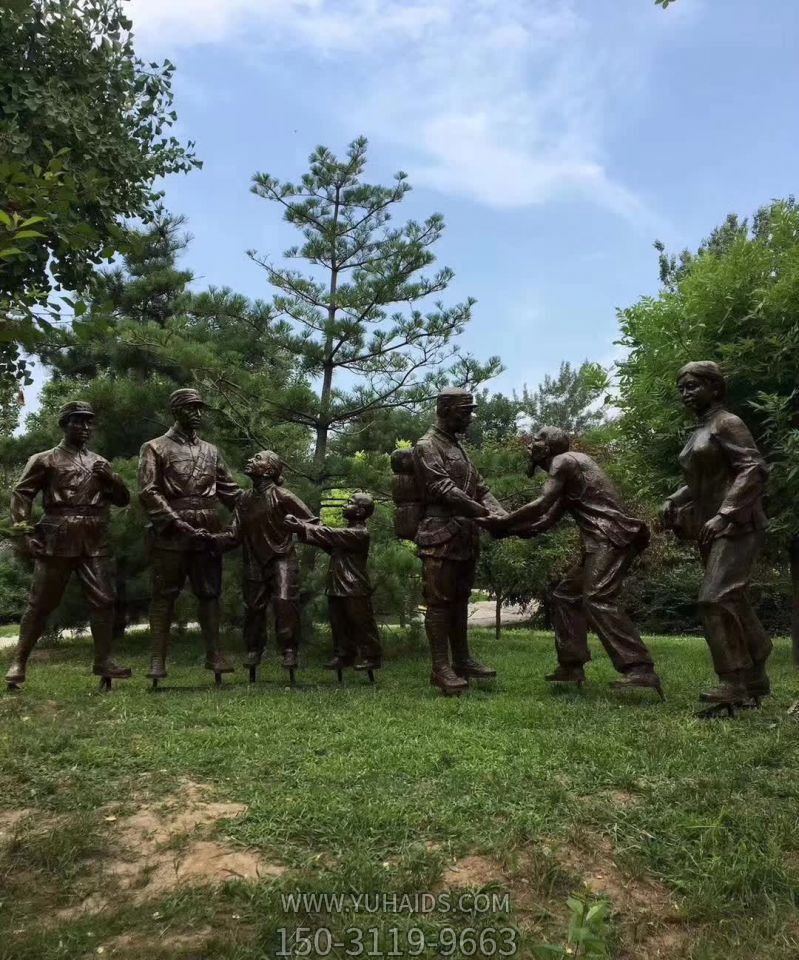 户外园林仿真人物景观老乡们慰问八路军雕塑