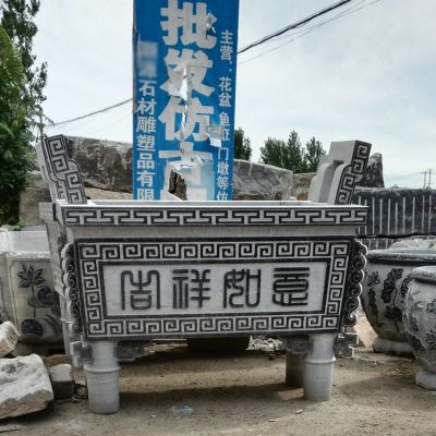 景区寺庙大理石石雕香炉鼎摆件