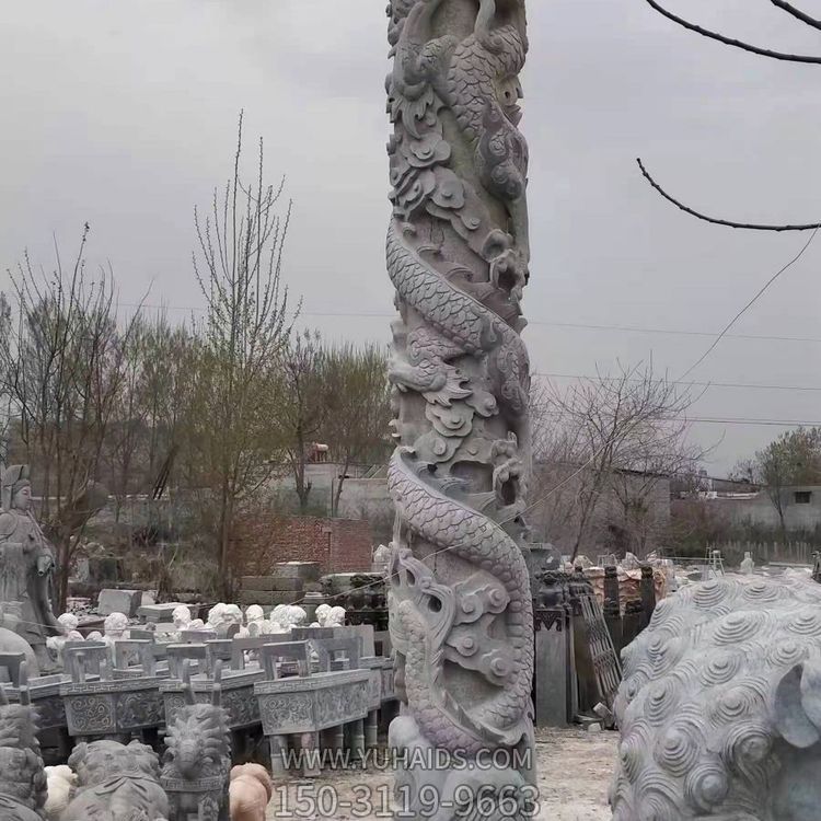 大理石石雕景观龙柱雕塑