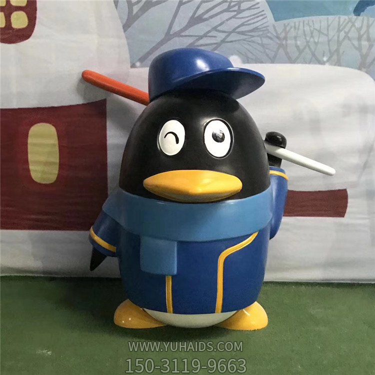 游乐园玻璃钢卡通企鹅公仔雕塑