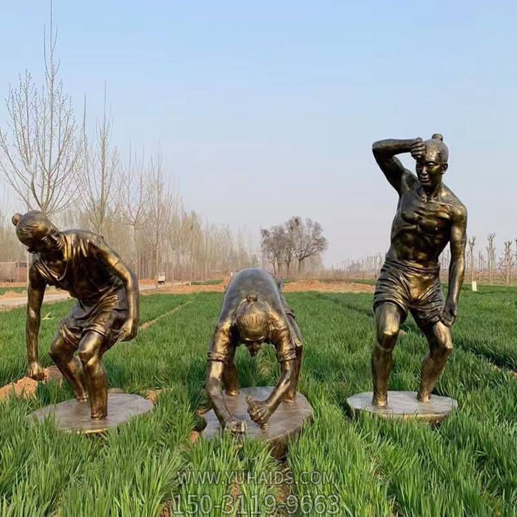 农场玻璃钢仿铜农耕人物插秧民俗人物小品雕塑