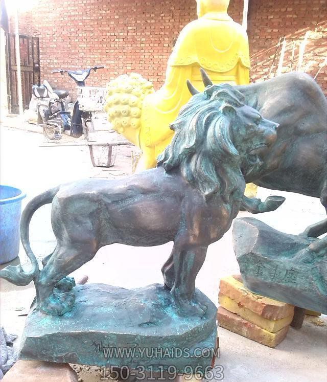 玻璃钢彩绘大型仿真别墅小区庭院镇宅狮子雕塑