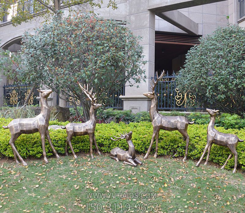 别墅小区不锈钢装饰品大型动物景观梅花鹿雕塑