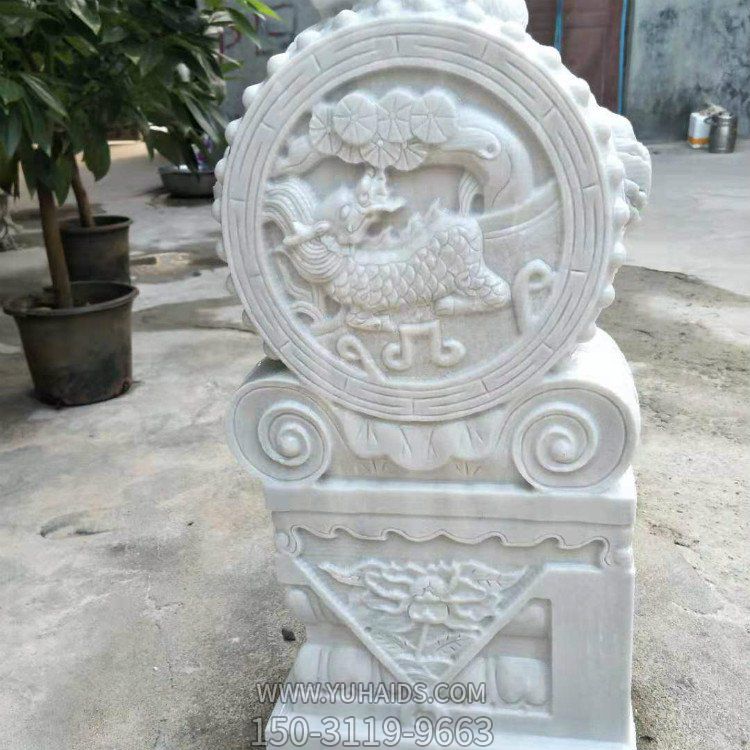 仿古青石门口抱鼓石 石雕抱鼓门墩摆件雕塑