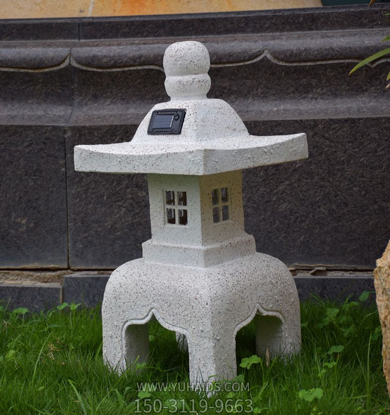 石灯太阳能落地灯装饰户外中式复古庭院草坪园林微景观灯雕塑