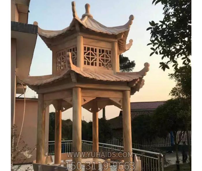 户外庭院摆放晚霞红休闲凉亭雕塑