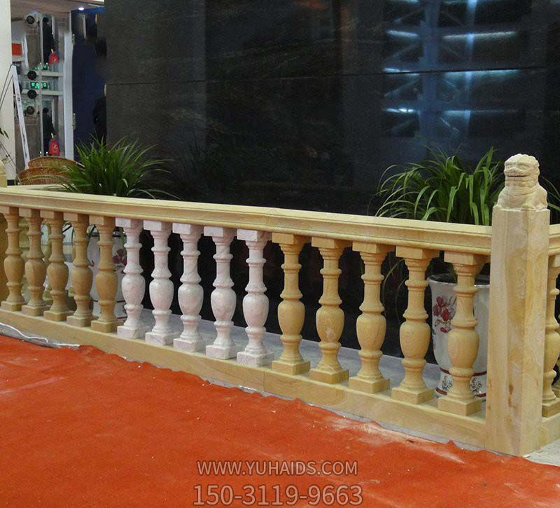 酒店晚霞红装饰罗马柱栏杆扶手雕塑