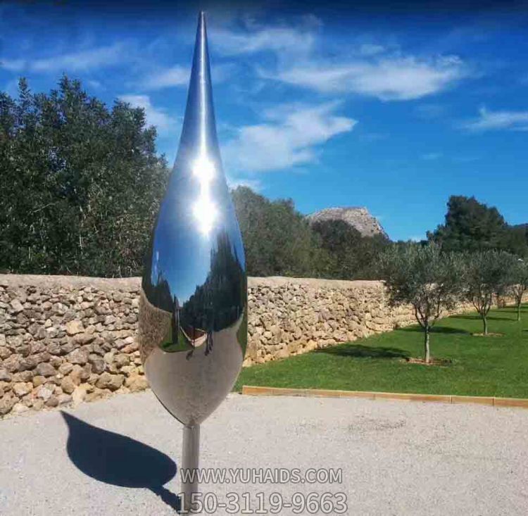 镜面不锈钢创意户外水景水滴雕塑