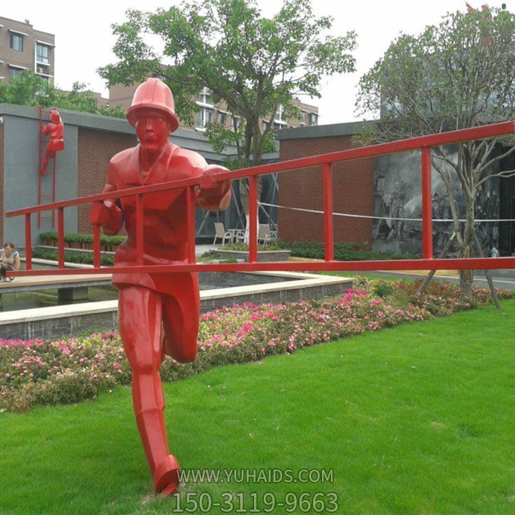 玻璃钢创意消防人物景观摆件雕塑