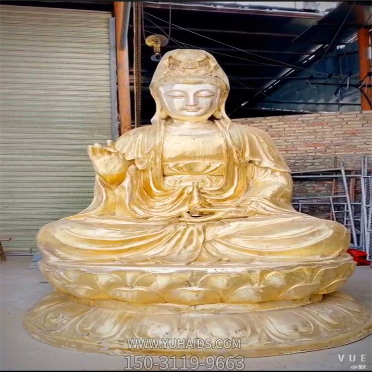 宗教庙宇不锈钢鎏金供奉观音雕塑