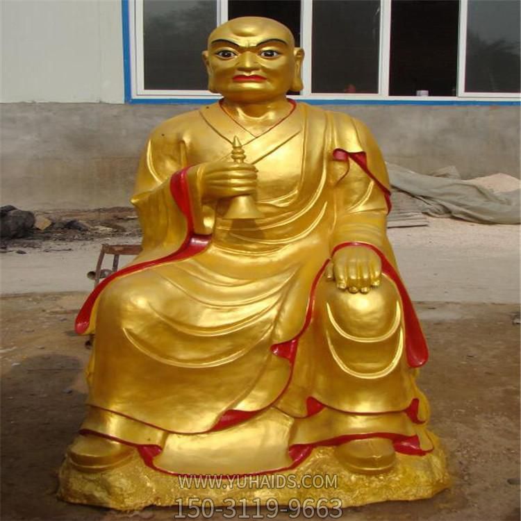 寺庙室内摆放坐树脂彩绘鎏金十八罗汉佛像雕塑