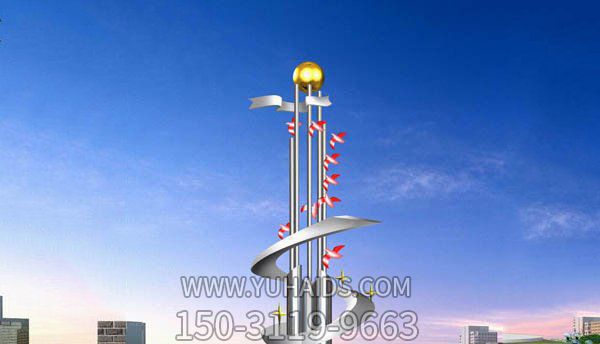 广场摆放的不锈钢创意天天向上雕塑