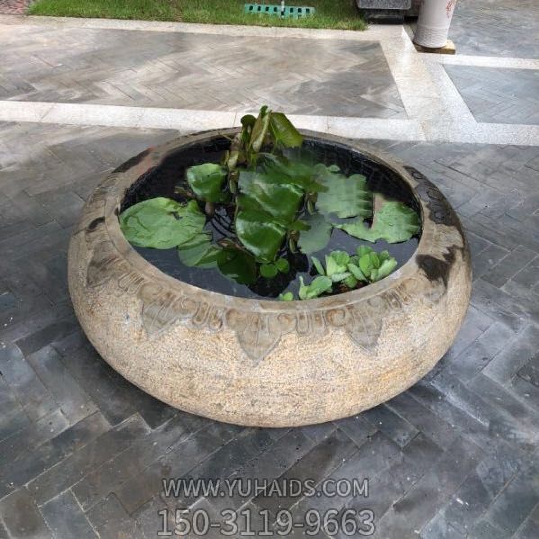 别墅庭院仿古做旧石雕小型鱼缸雕塑