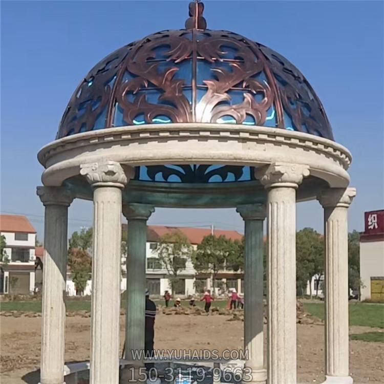 户外草坪大理石石雕欧式凉亭雕塑