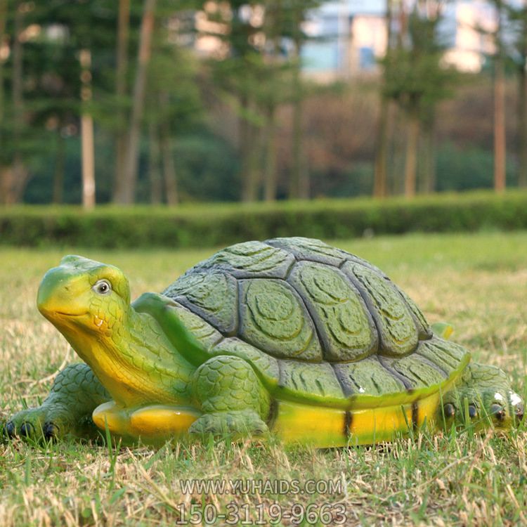 草坪创意玻璃钢彩绘仿真动物景观乌龟雕塑