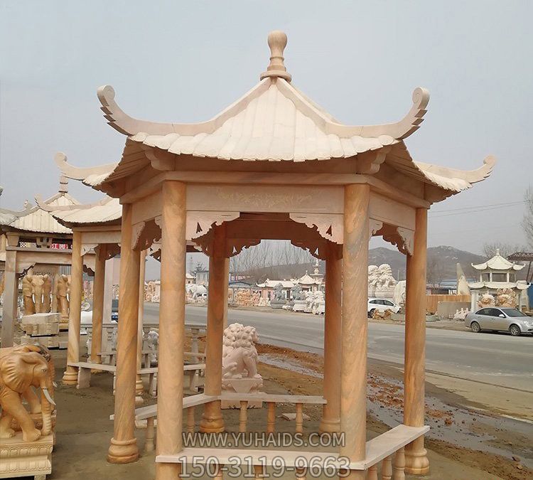 花园广场休闲区摆放大理石休闲凉亭座椅雕塑