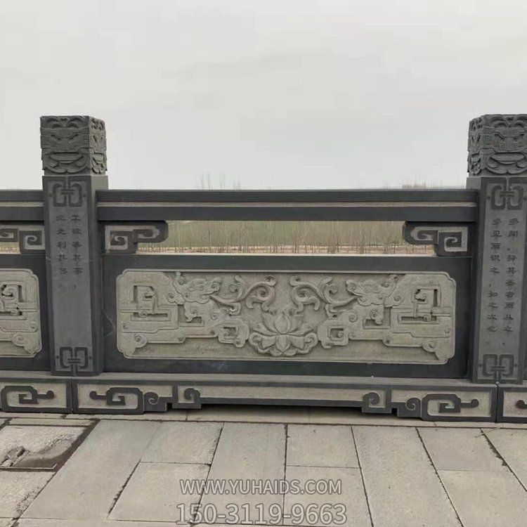 河道景区汉白玉雕刻防护栏杆雕塑 