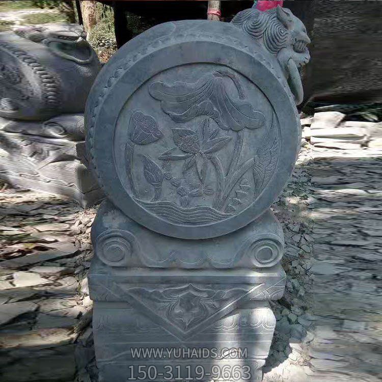 小区门口汉白玉雕刻中式传统摆件抱鼓石 造型美观雕塑
