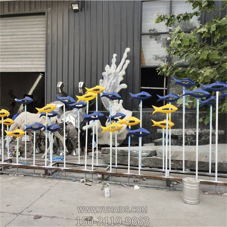 不锈钢镂空鱼雕塑 镜面鱼群海豚商场会所水景装饰摆件
