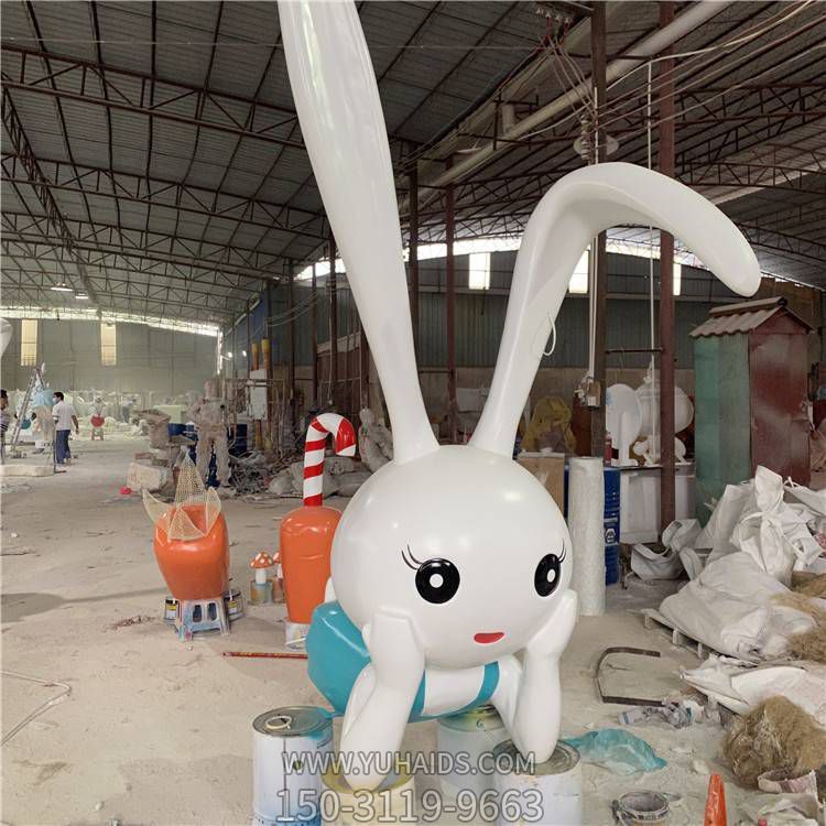游乐园幼儿园玻璃钢卡通兔子雕塑