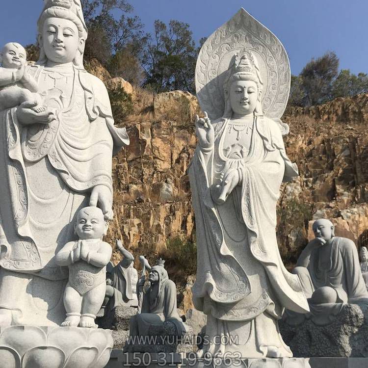 景区园林摆放花岗岩石材观音神像雕塑
