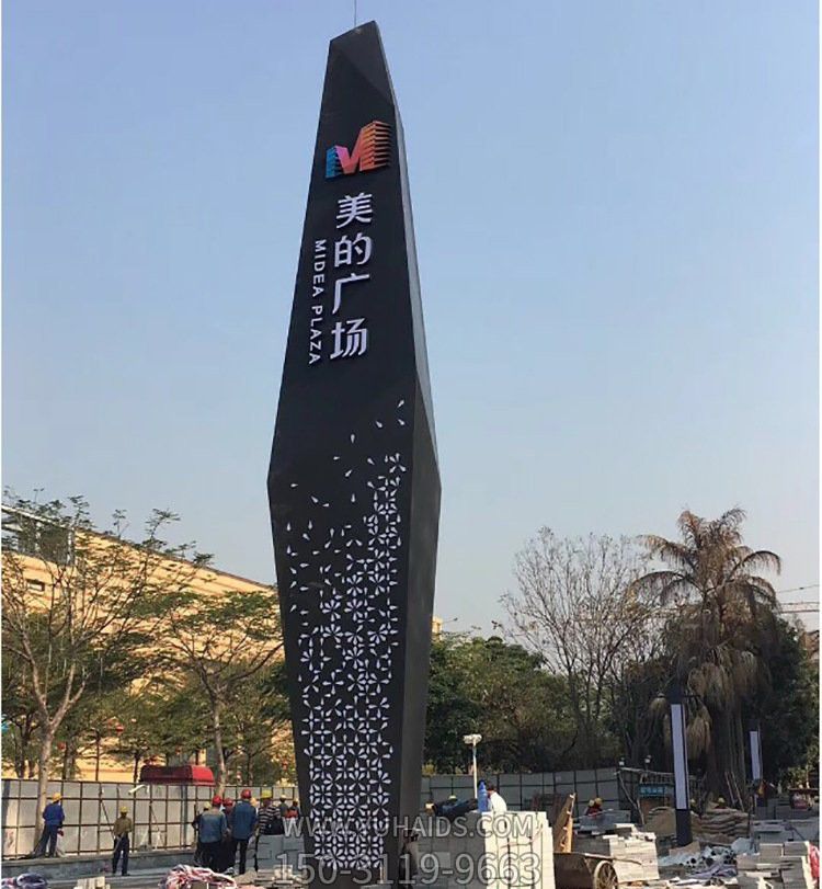 户外广场创意不锈钢黑色精神堡垒雕塑