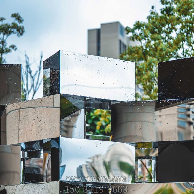 城市街道不锈钢块面景观摆件雕塑