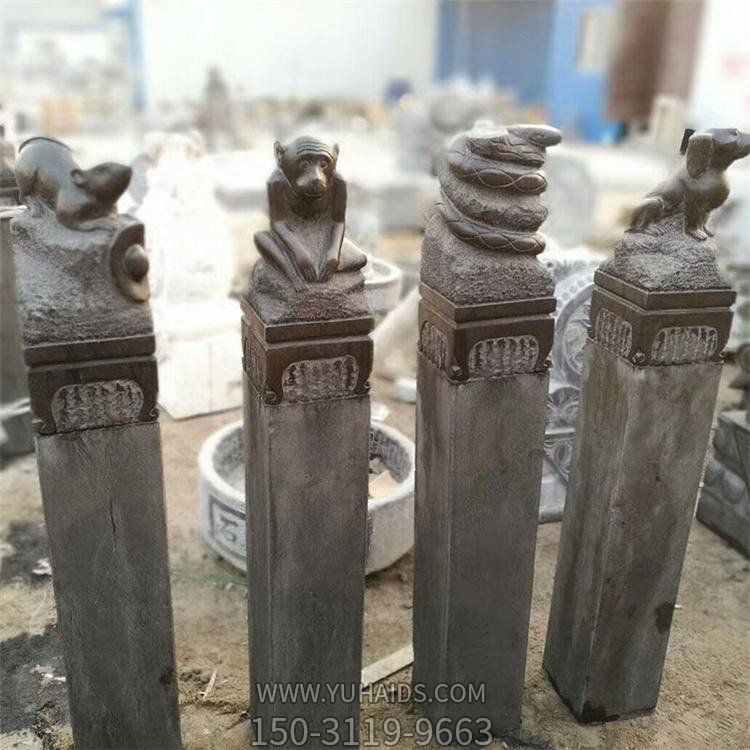 庭院仿古做旧栓马柱雕塑