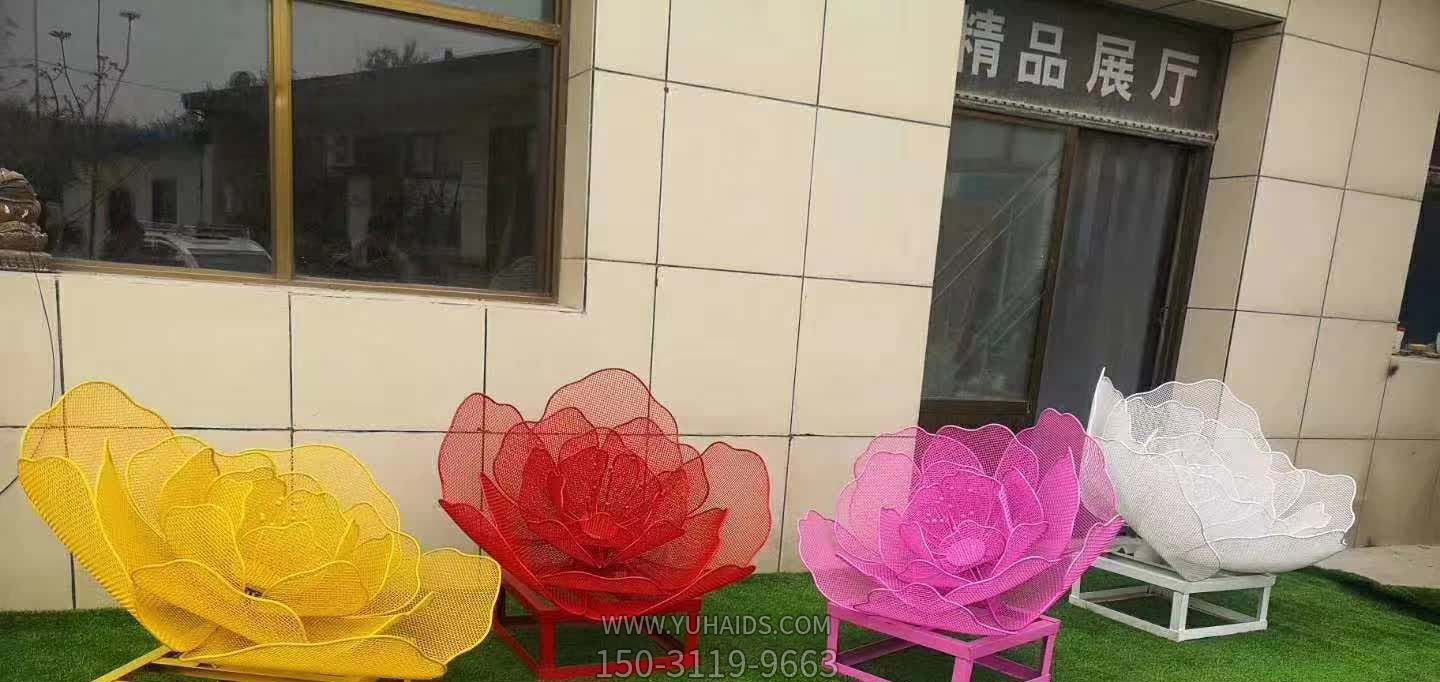 不锈钢镂空彩绘创意公园装饰品工艺花朵雕塑