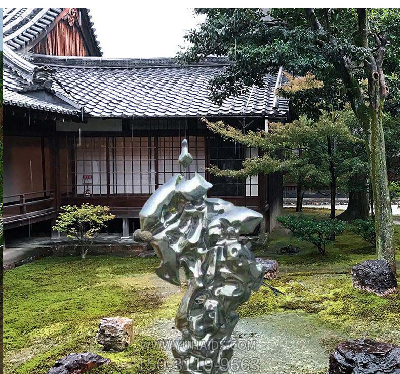 公园景区创意个性不锈钢镜面抽象太湖石雕塑