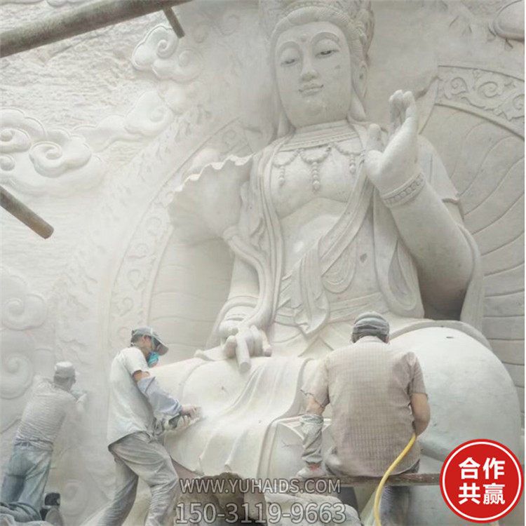 大理石石雕户外景区大型观音雕塑