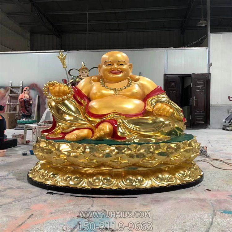 寺庙景区不锈钢彩绘园林景观弥勒佛雕塑