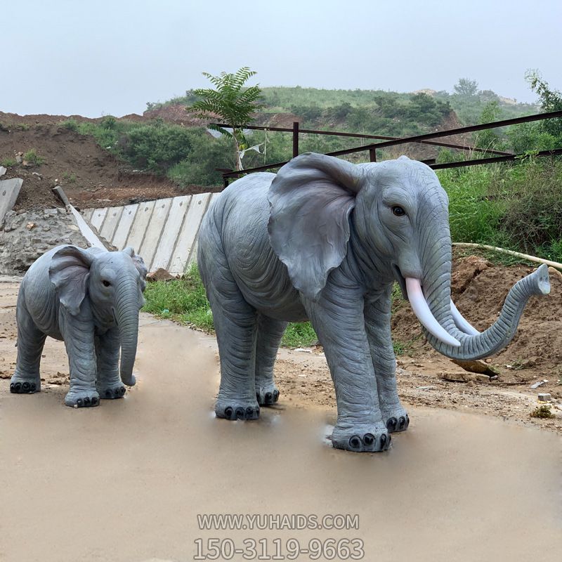 户外园林大型玻璃钢仿真动物景观大象雕塑