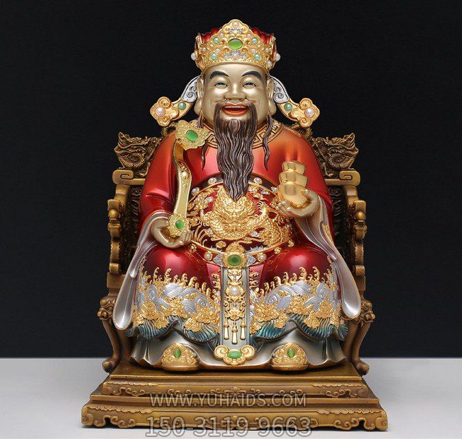 玻璃钢彩绘家用寺庙财神雕塑