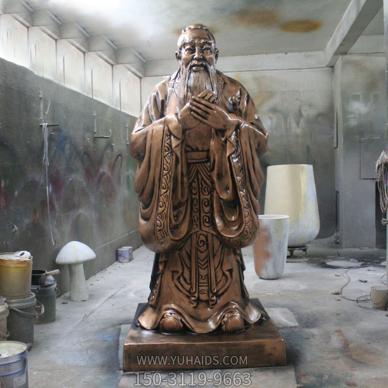 学院历史名人孔子玻璃钢仿青铜雕塑