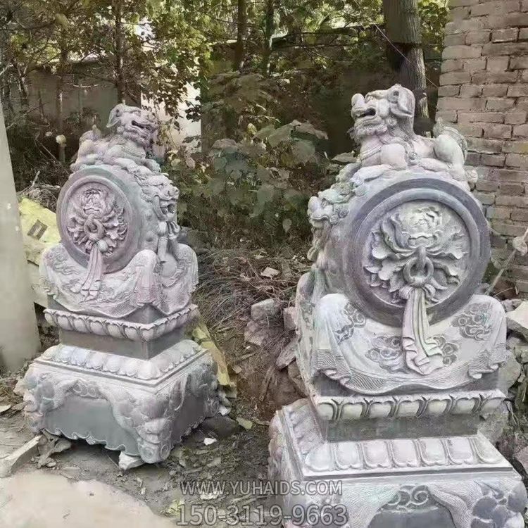 庭院门口仿古汉白玉石抱鼓摆件雕塑