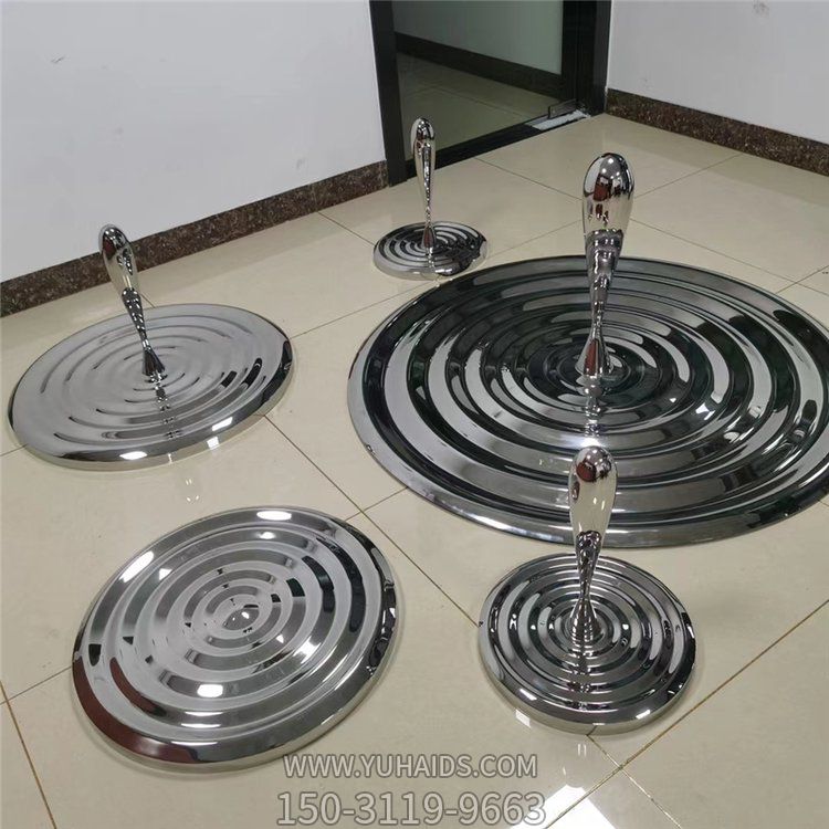 房产绿地装饰不锈钢抽象镜面涟漪水滴雕塑