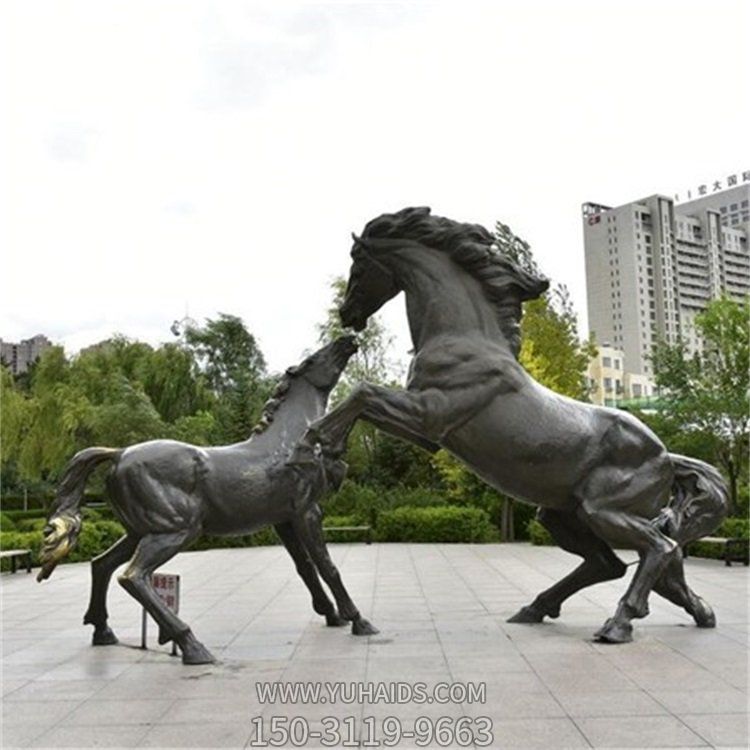 广场城市不锈钢仿铜园林大型仿真动物骏马雕塑
