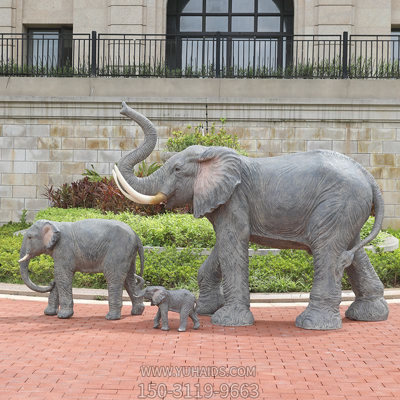 别墅景区玻璃钢仿真动物大象雕塑