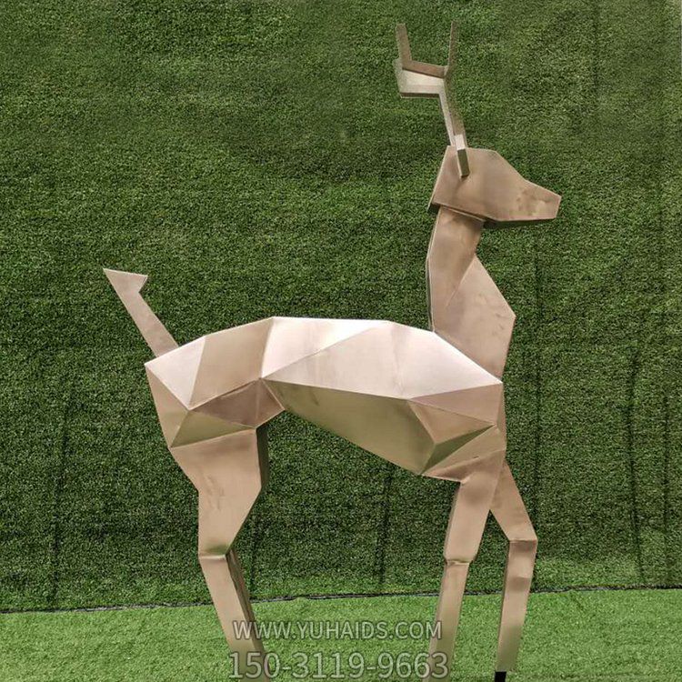 玻璃钢几何块面梅花鹿雕塑