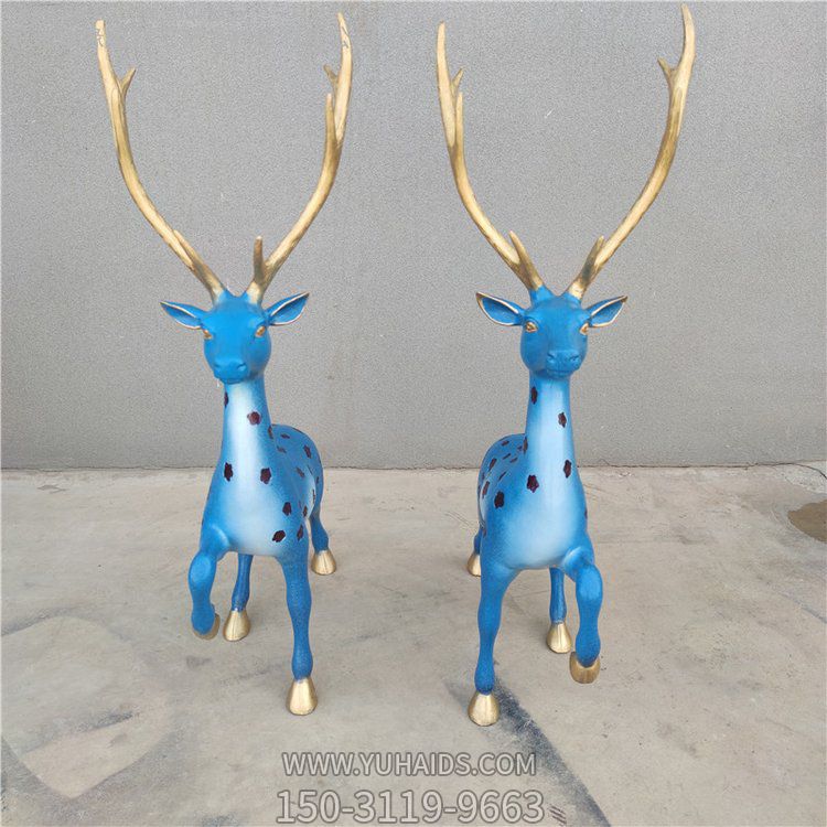 景区摆放富贵吉祥黄铜鹿雕塑 